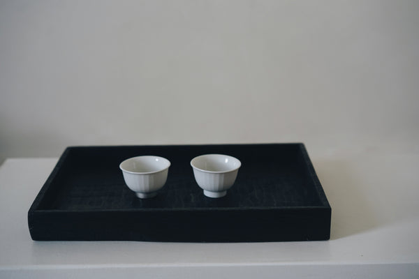 Keiichi Murakami - K-11 Black lacquered hand-carved wooden tray in Japanese chestnut