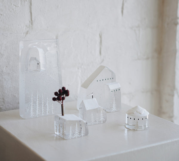 Mellow Glass - Houses in a Snowy White Little Town