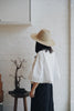 Wica Grocery - Flat Top Straw Hat with an Organic Brim