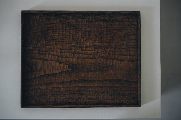 Keiichi Murakami - K-8 Black lacquered hand-carved wooden tray in Japanese chestnut