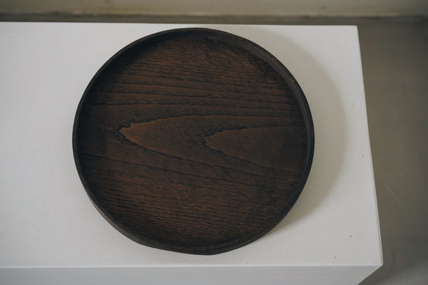Keiichi Murakami - K-2 Black lacquered hand-carved wooden tray in Japanese chestnut
