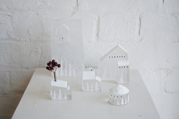 Mellow Glass - Houses in a Snowy White Little Town
