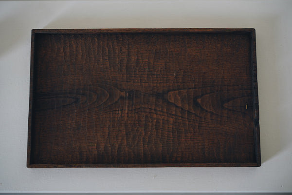 Keiichi Murakami - K-9b Black lacquered hand-carved wooden tray in Amur Cork wood