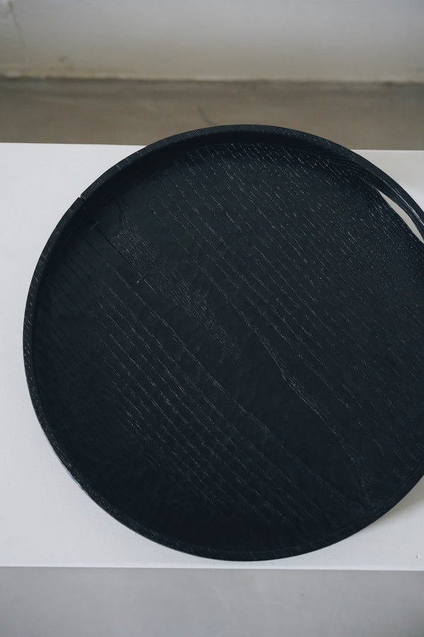 Keiichi Murakami - K-1 Black lacquered hand-carved wooden tray in Japanese cherry wood