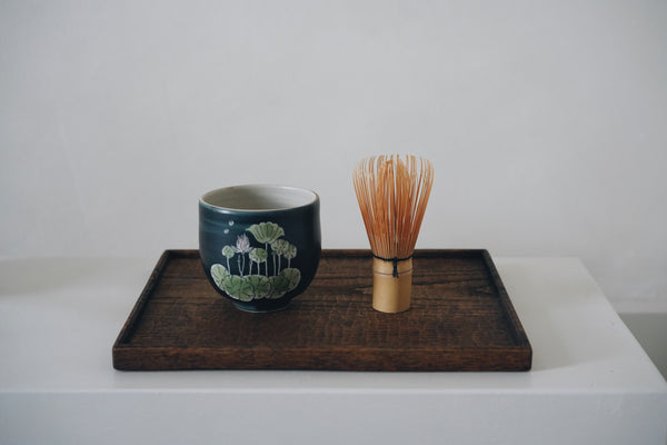 Keiichi Murakami - K-8 Black lacquered hand-carved wooden tray in Japanese chestnut