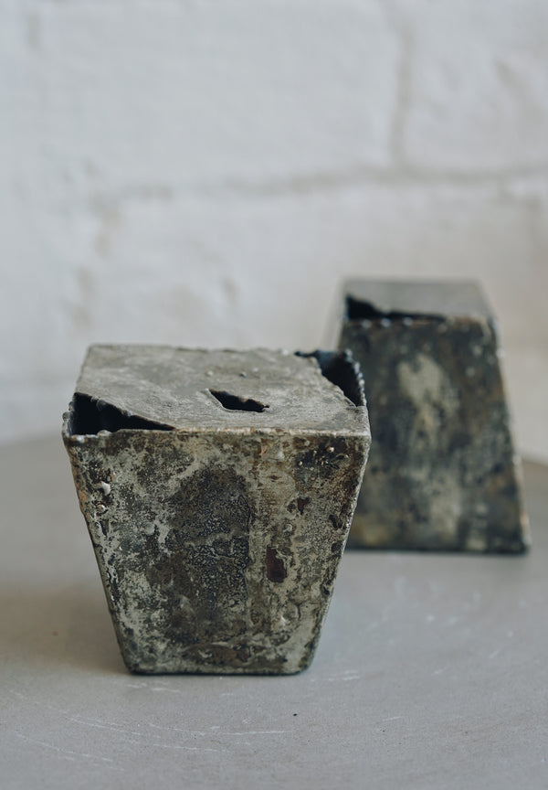 Nagako Fujita - Copper and Tin Flower Vessels with Square Base (LAST ONE)