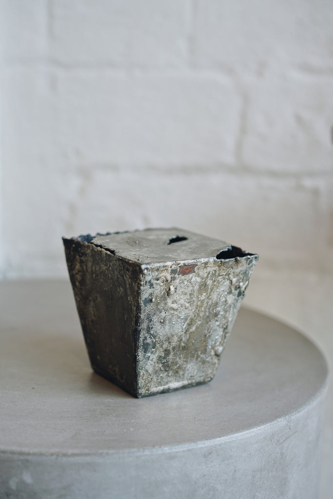 Nagako Fujita - Copper and Tin Flower Vessels with Square Base (LAST ONE)