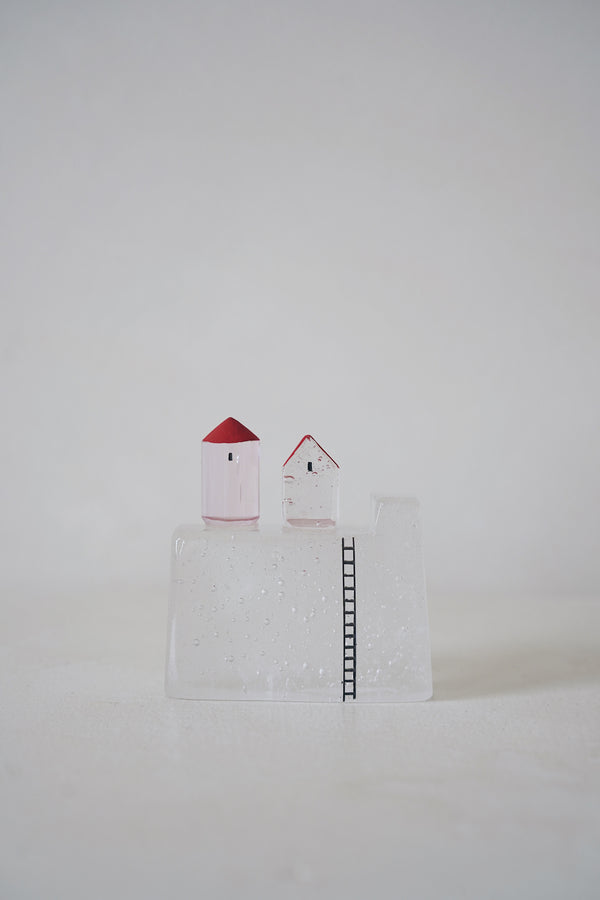 Mellow Glass - Red Roofed Houses above Stairs