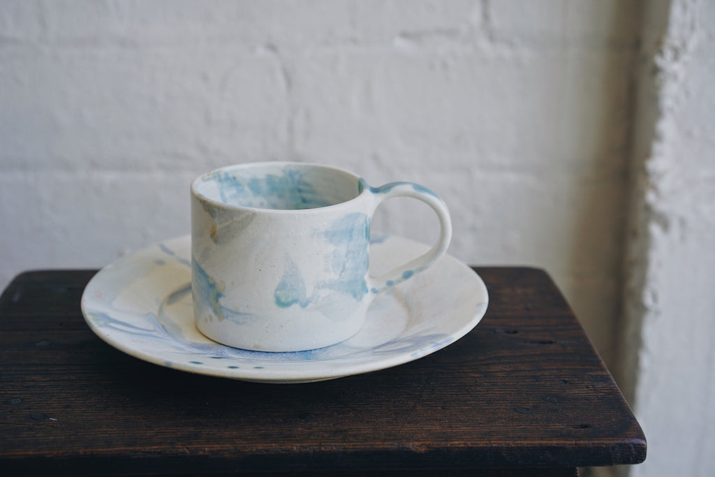 Nana Kamio - Blue x White Mug and Saucer Set