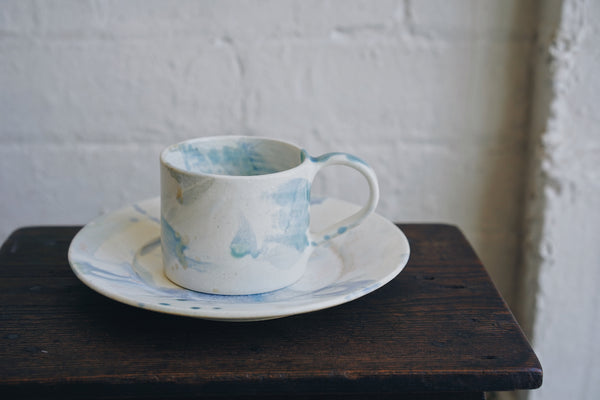 Nana Kamio - Blue x White Mug and Saucer Set