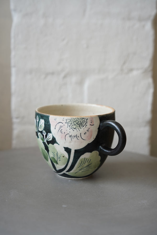 Momoko Otani - Black Pink Chrysanthemum Flower Mug (OM19) LAST ONE