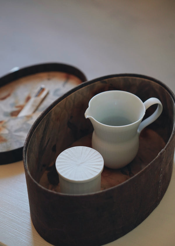 Keiko Murakami - Hand-dyed persimmon & rust dyed oval tea box storage