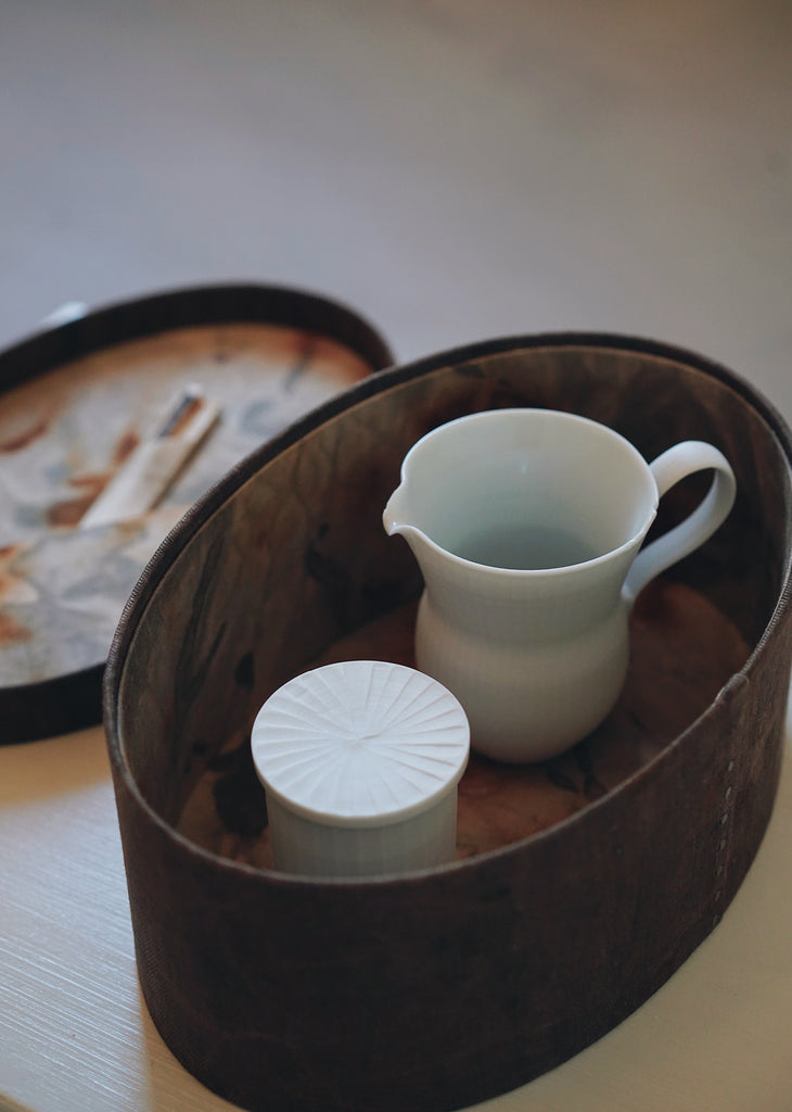 Keiko Murakami - Hand-dyed persimmon & rust dyed oval tea box storage
