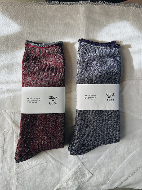 Glück und Gute - Melange Silk & Organic Cotton Double Layered Socks (LAST ONE)