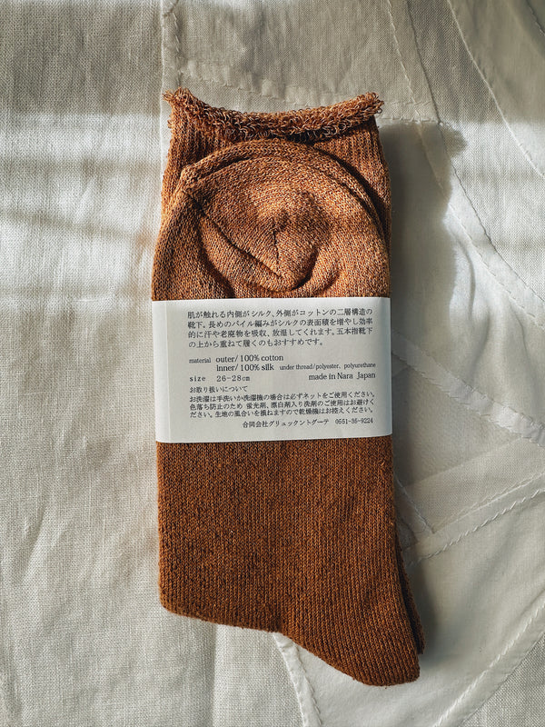 Glück und Gute - Plain Silk & Cotton Double-layered Socks