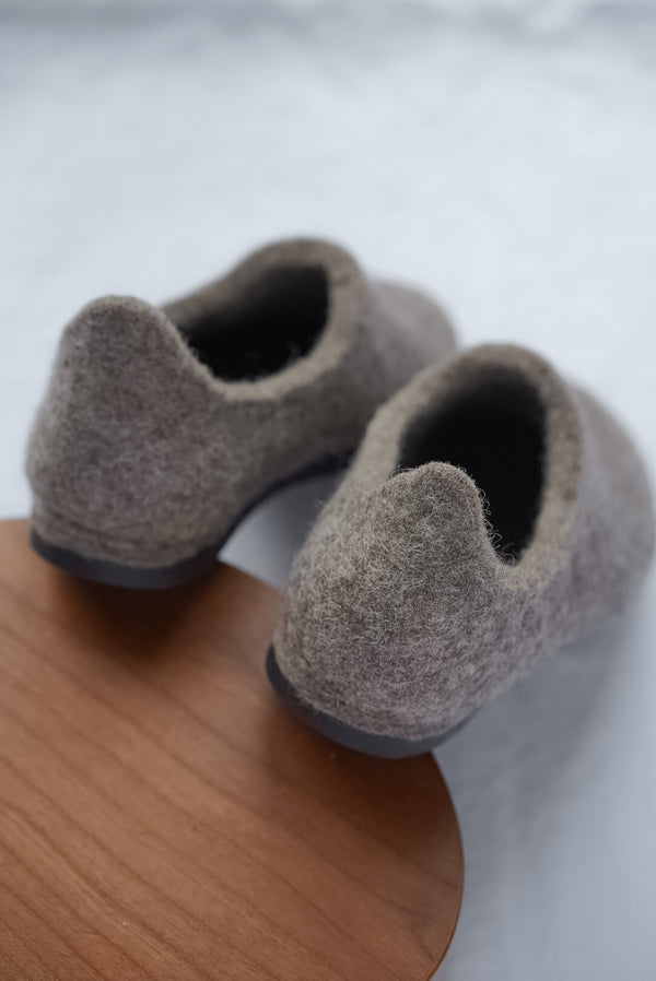 Hemskor - Wool felted slippers (loafers style) Mocha Beige (LAST ONE)