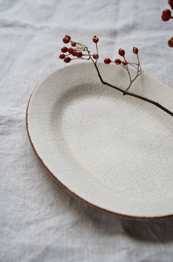 Satomi Ito - Oval Plate with Crackled Glaze