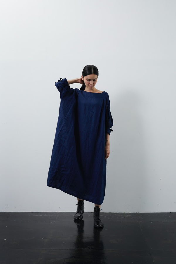 the last flower of the afternoon - String Sleeve Linen Dress