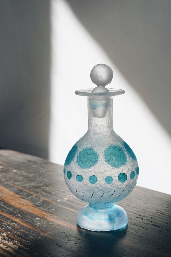 Nobuko Soda - Pâte de Verre Blue Glass Bottle