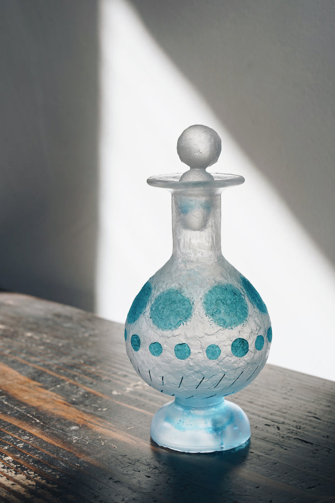 Nobuko Soda - Pâte de Verre Blue Glass Bottle