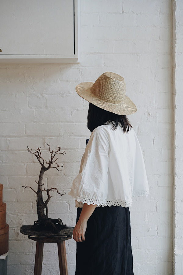 Wica Grocery - Flat Top Straw Hat with an Organic Brim