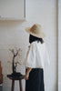 (NEW) Wica Grocery - Flat Top Straw Hat with an Organic Brim