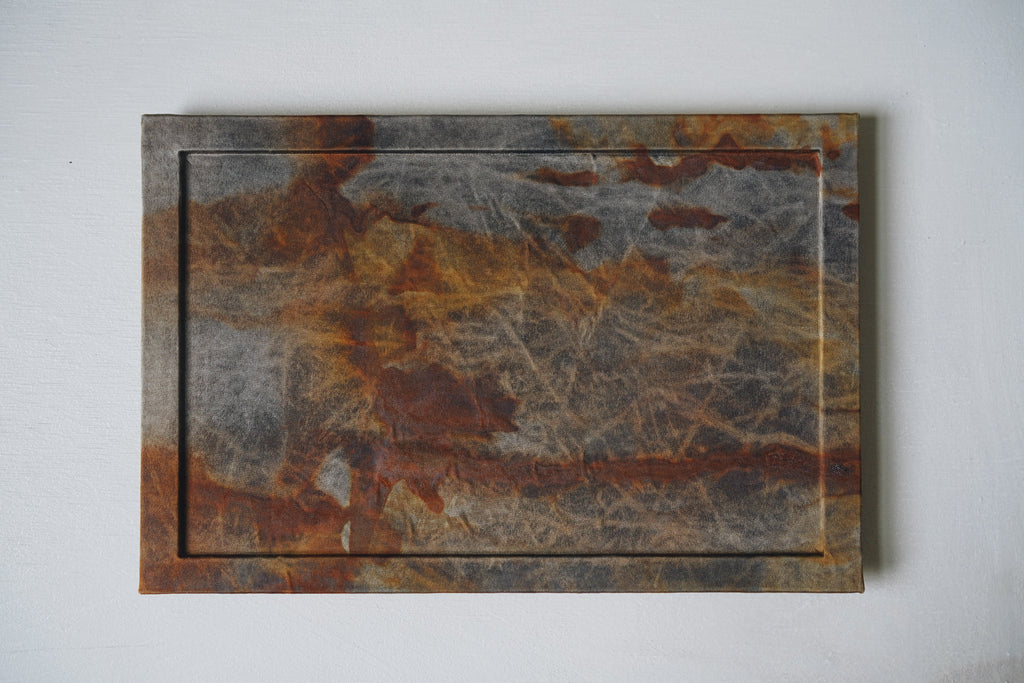 Keiko Murakami - #9 Hand-dyed persimmon & rust dyed tea tray small