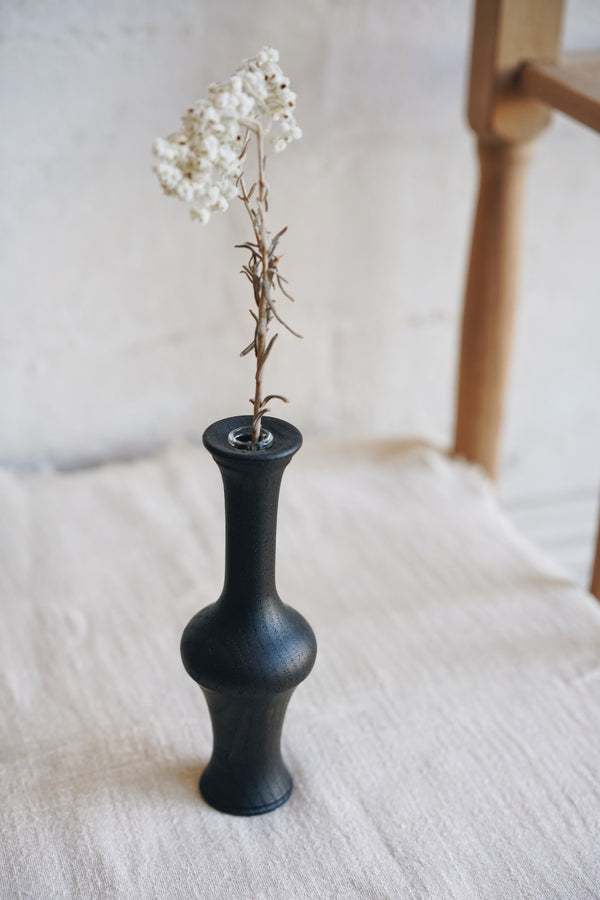 Kenta Nakanishi - Black Lacquered Wooden Vase