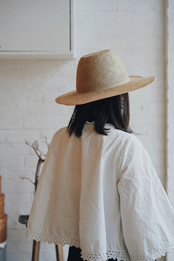 Wica Grocery - Flat Top Straw Hat with an Organic Brim