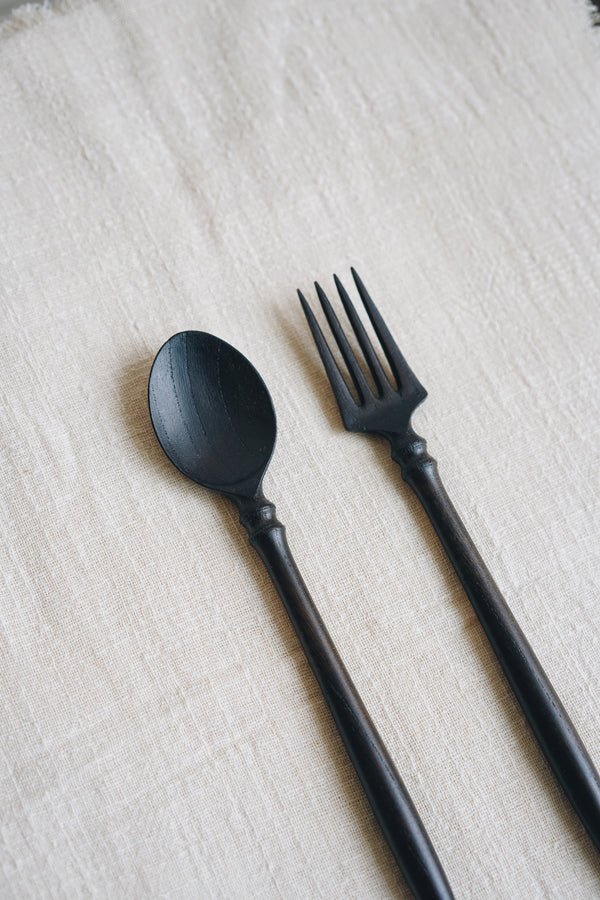 Kenta Nakanishi - Black Lacquered Wooden Cutleries
