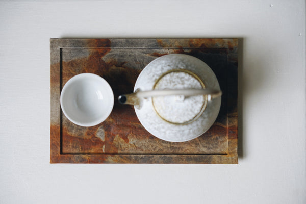 Keiko Murakami - #9 Hand-dyed persimmon & rust dyed tea tray small