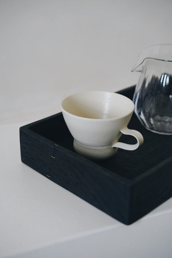 Keiichi Murakami - K-12 Black lacquered hand-carved wooden tray in Camphor wood