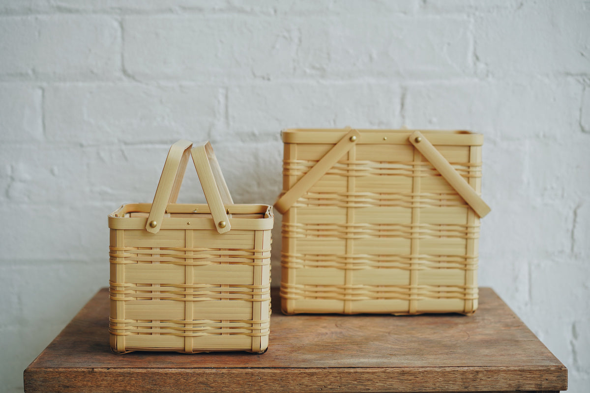 ミュージシャン CDL TOKYO Hand Stitched Mini Basket Yuki Matsuda - Hand-woven carrier bamboo basket – Kurashi Japanese