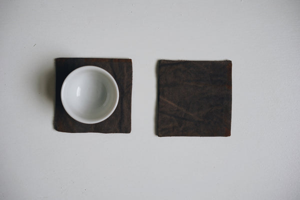 Keiko Murakami - #2 Hand-dyed persimmon & rust dyed coasters dark tone (LAST ONE)