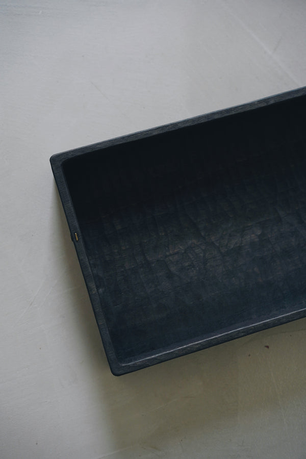 Keiichi Murakami - K-12 Black lacquered hand-carved wooden tray in Camphor wood
