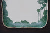 Momoko Otani - Green Lotus Flower Sqaure Plate/Tray with Hand-carved Decorative Edges (OM35)