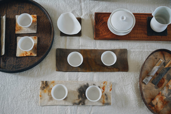 Keiko Murakami - Hand-dyed persimmon & rust dyed short tea mat (LAST ONE)