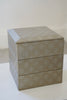 Junko Yashiro - 3-tiered sqaure Jubako wooden box with hand-drawn tin lacquered Karamatsu motifs in Yoshino cedar