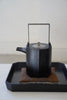 Junko Yashiro - Black lacquered wooden tea pot with hand-carved chisel pattern