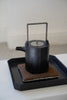 Junko Yashiro - Black lacquered wooden tea pot with hand-carved chisel pattern