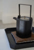 Junko Yashiro - Black lacquered wooden tea pot with hand-carved chisel pattern