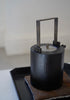 Junko Yashiro - Black lacquered wooden tea pot with hand-carved chisel pattern