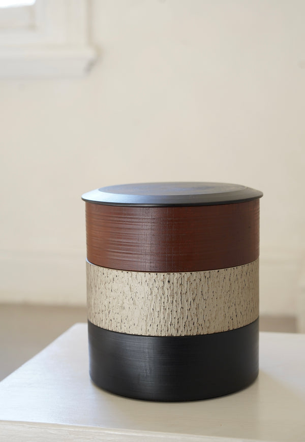 Junko Yashiro - 3-tiered round Jubako wooden box