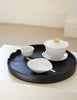 Keiichi Murakami - #5 Black lacquered round wooden tray with chiseled eye in Japanese walnut