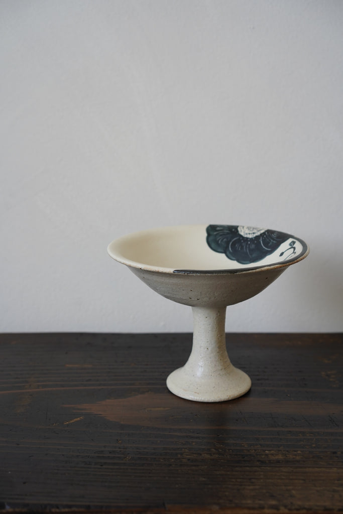 Momoko Otani - Black Flower High Footed Compote Bowl (OM24)