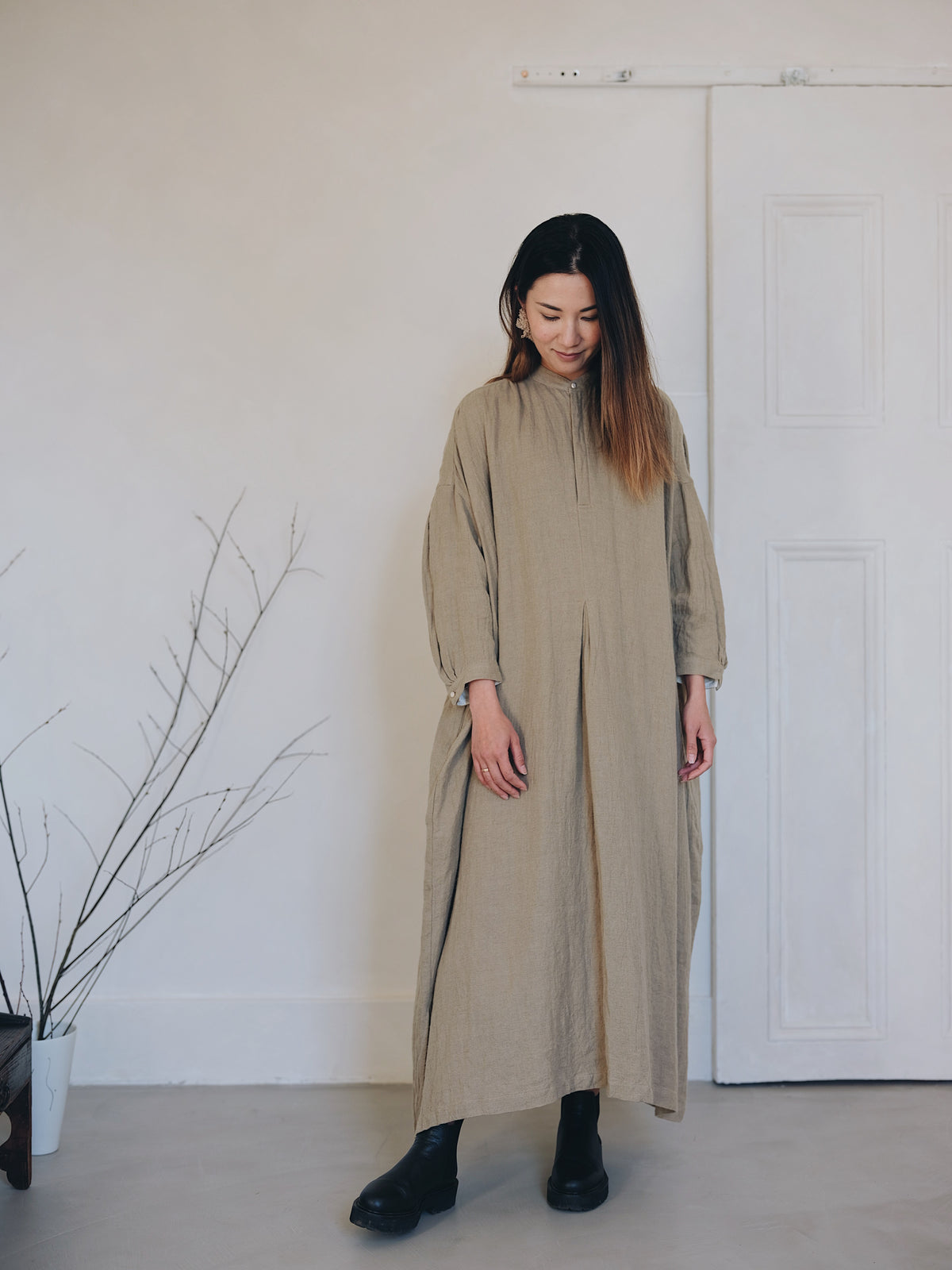 Esseism - suzuki takayuki peasant dress nude,black,khaki