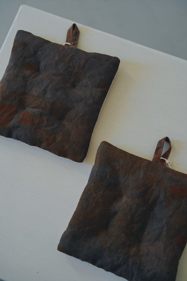 Keiko Murakami - Hand-dyed persimmon & rust dyed tea pot mat (LAST ONE)