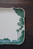 Momoko Otani - Green Lotus Flower Sqaure Plate/Tray with Hand-carved Decorative Edges (OM35)