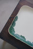 Momoko Otani - Green Lotus Flower Sqaure Plate/Tray with Hand-carved Decorative Edges (OM35)