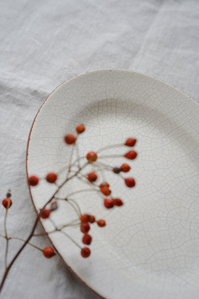 Satomi Ito - Oval Plate with Crackled Glaze